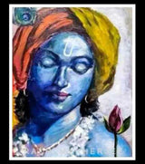 Krishna Tranquil – Mixed Media Painting by Rakhi Mukherjee