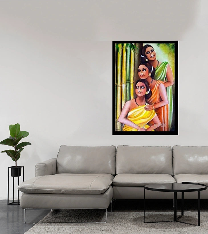 Bamboo Whispers – Handcrafted Acrylic Painting on Canvas by Rakhi Mukherjee