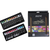 Brustro Artists Metallic Acrylic Colour Set Premium 24 Shades 12ml Tubes