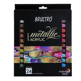 Brustro Artists Metallic Acrylic Colour Set Premium 24 Shades 12ml Tubes