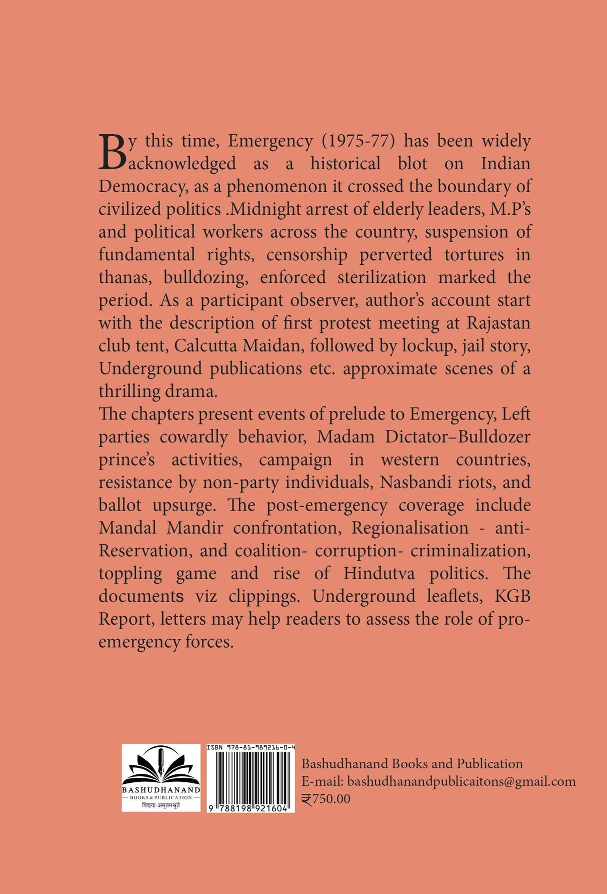 INDIAN EMERGENCY 50 [Jail-Upsurge-Regionalisation-Criminalisation] (English Version) - Retail Maharaj