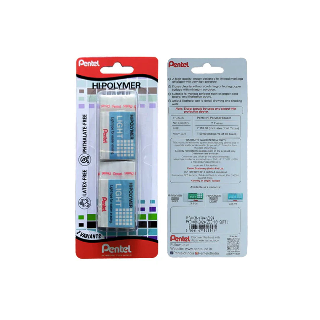 Pentel Hi Polymer Light Plastic Eraser Gentle Clean Erasing