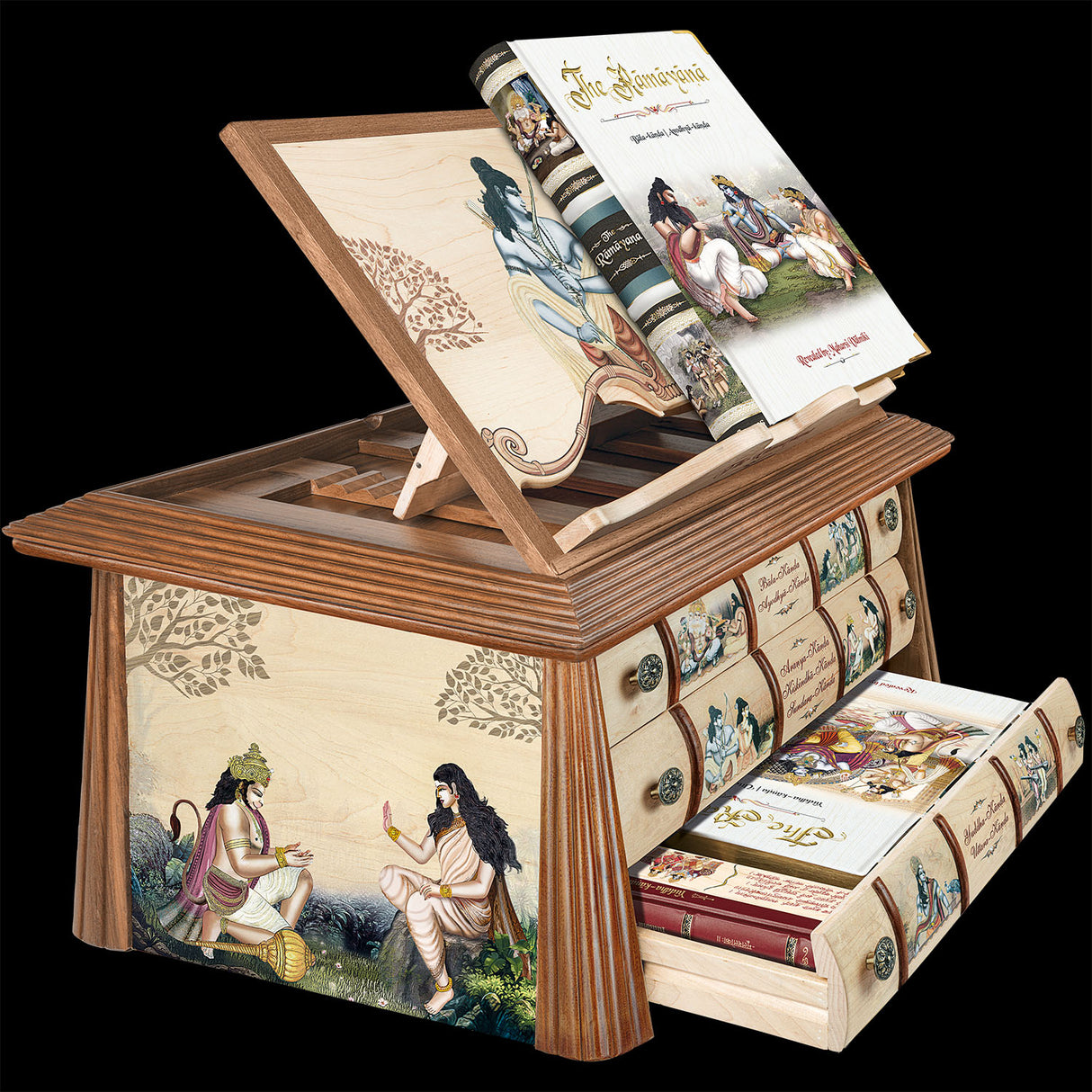 Valmiki’s Ramayana 3-Volume Book Set With Wooden Hut - Retail Maharaj