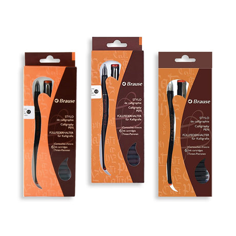 Brause Calligraphy Pens Set 1.1mm, 1.5mm & 2.3mm with Ink Cartridges - Retail Maharaj