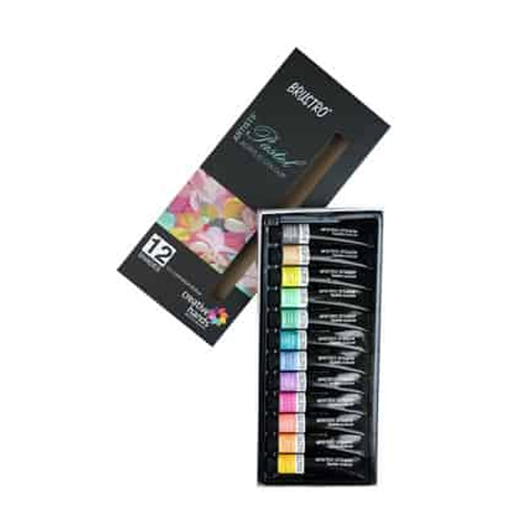 Brustro Artists Acrylic Pastel Colour Set Soft Bodied 12 Shades 12ml Tubes