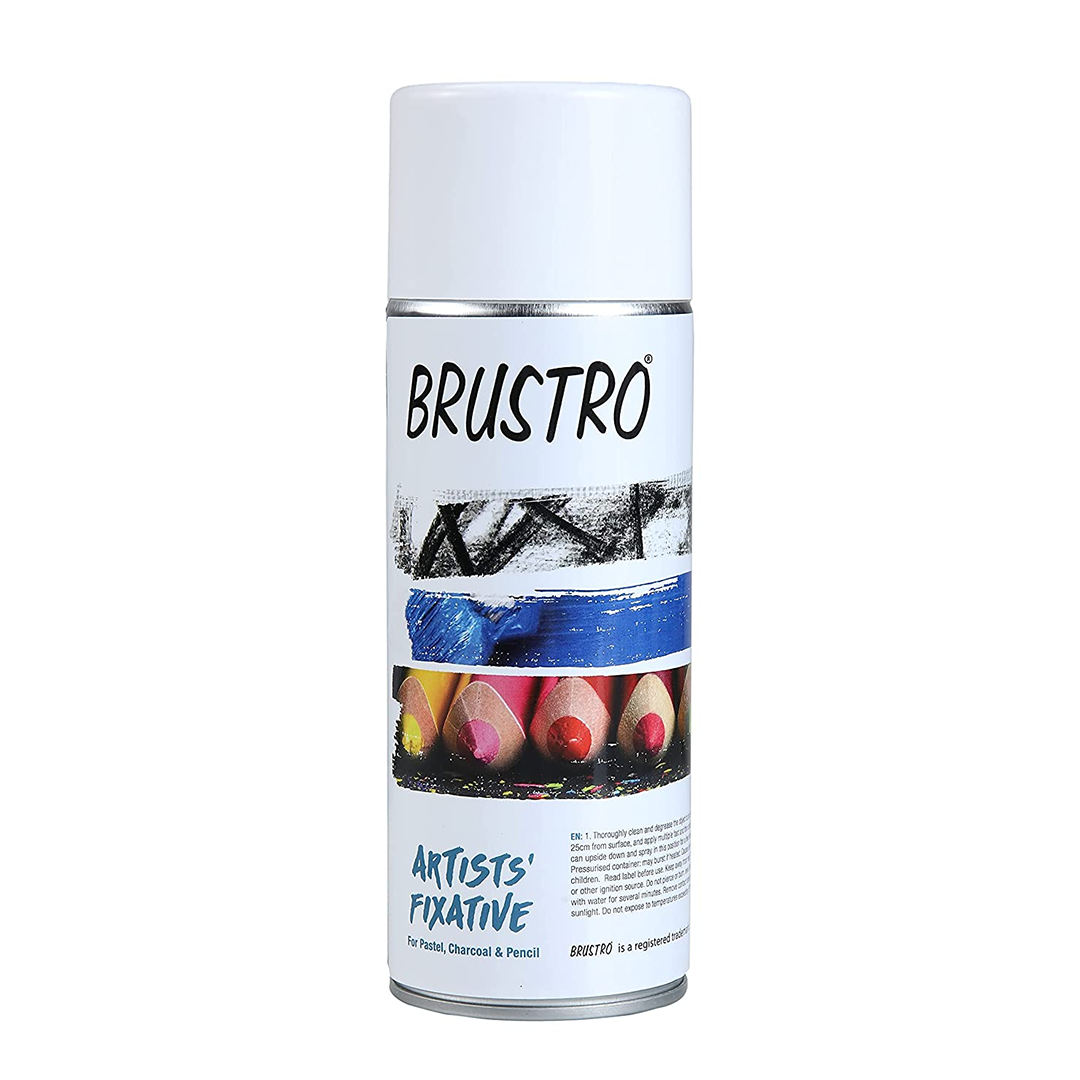 Brustro Artists’ Transparent Fixative Spray for Pastels, Charcoal & Pencil – 400 ml
