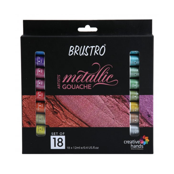 Brustro Artists’ Metallic Gouache Set of 18 x 12 ml