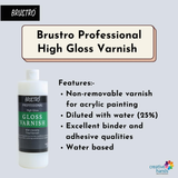 Brustro High Gloss Varnish 1000ml – Acrylic Painting White Finish