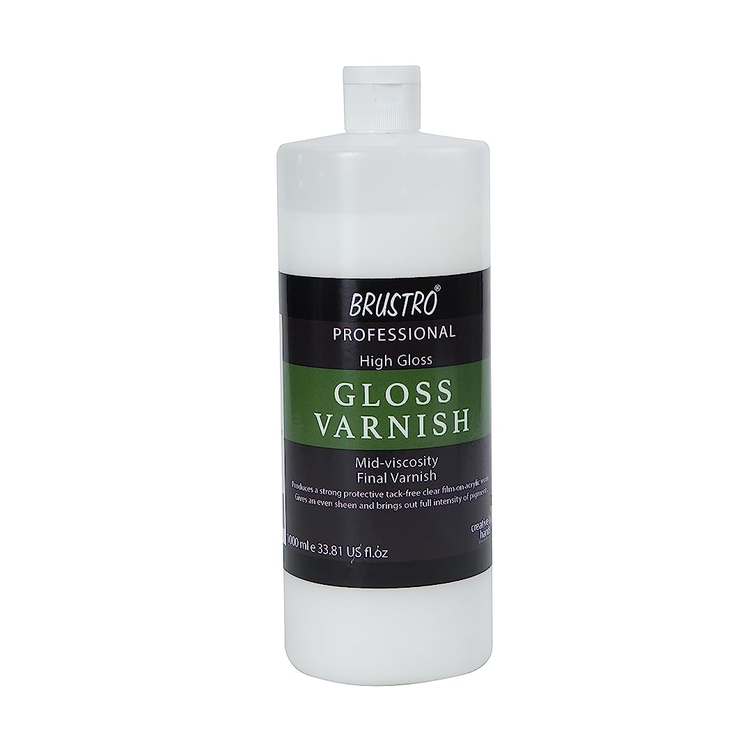 Brustro High Gloss Varnish 1000ml – Acrylic Painting White Finish