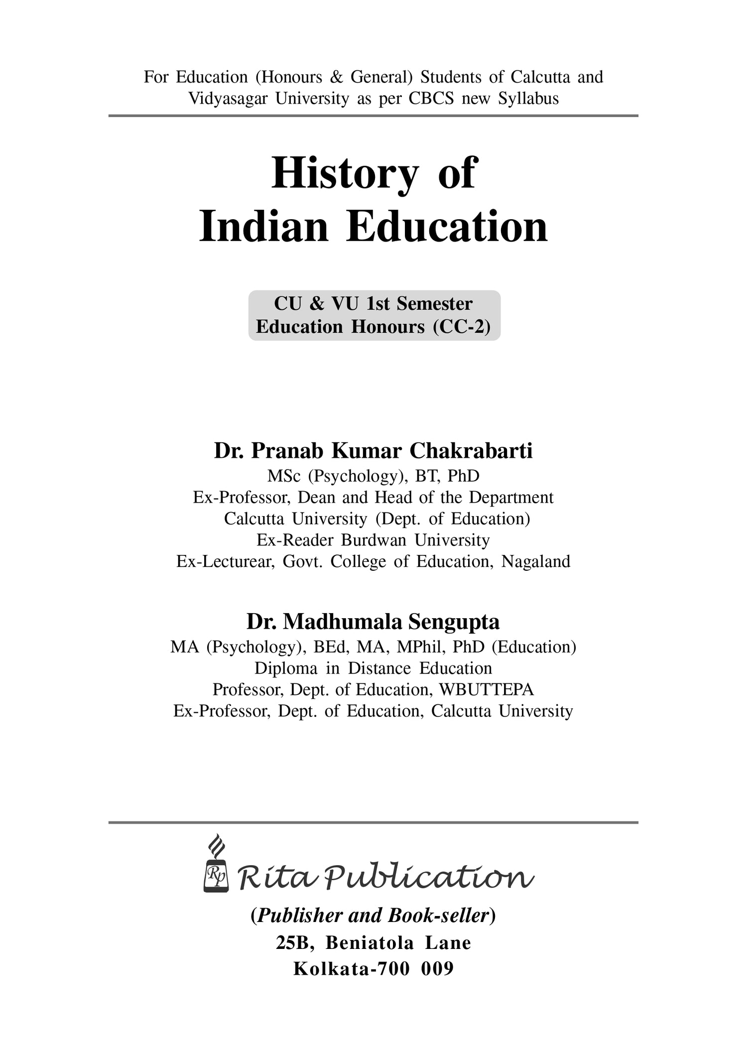 CC-02_History of Indian Education (CU & VU) (Hons)-1st Sem - Retail Maharaj