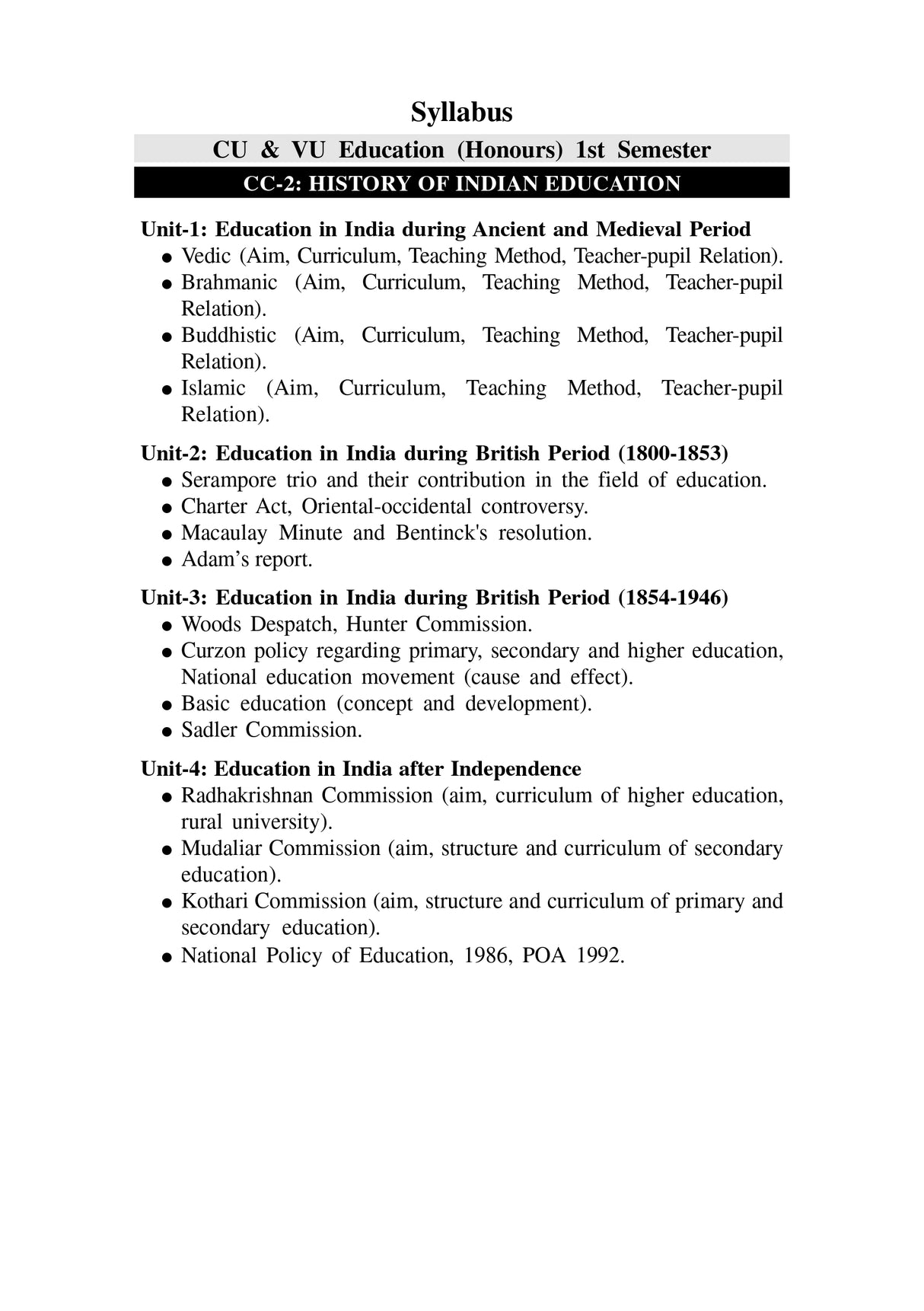 CC-02_History of Indian Education (CU & VU) (Hons)-1st Sem - Retail Maharaj