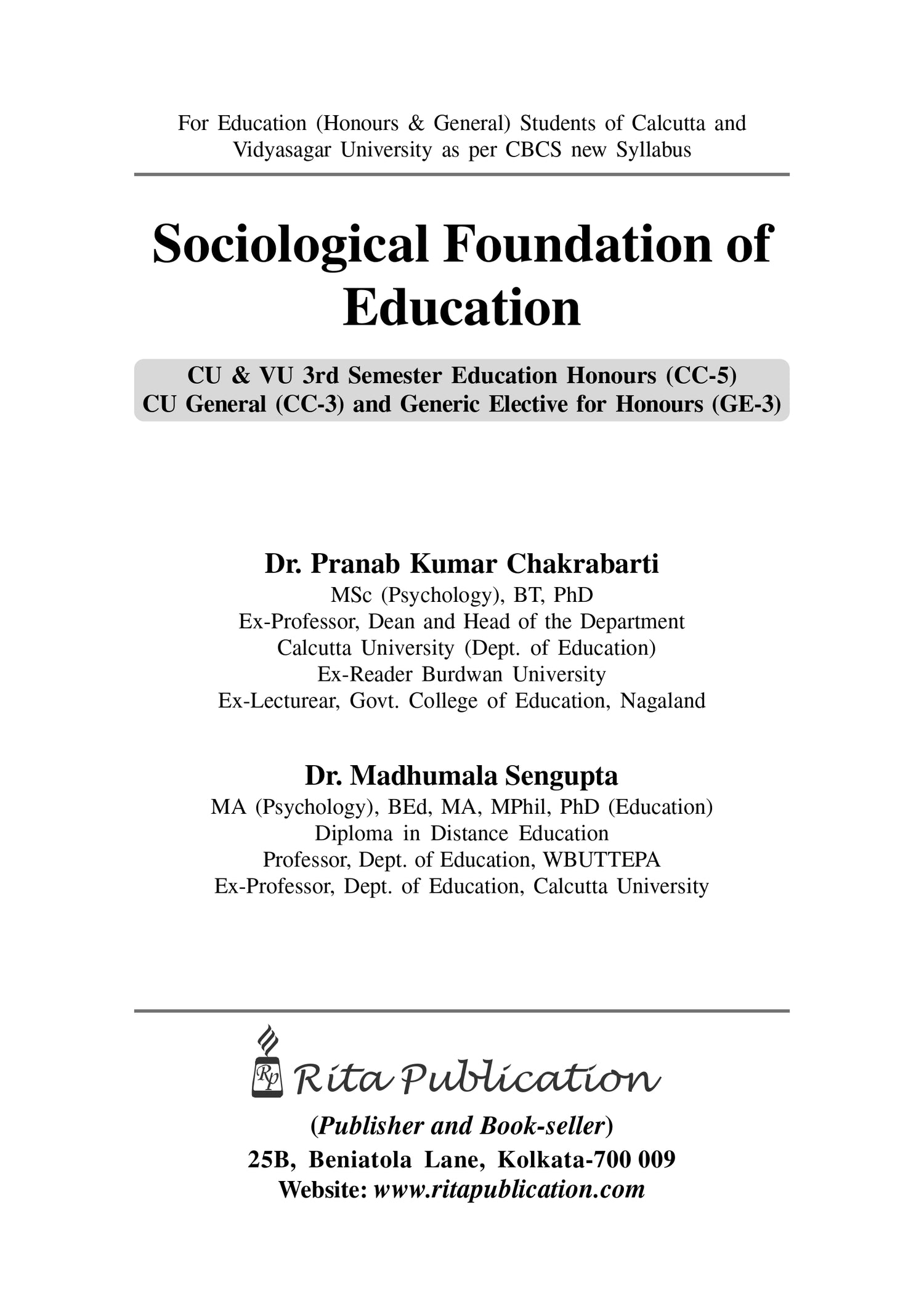 CC-05_Sociological Foundation of Education (CU & VU) (Hons & Gen)-3rd Sem - Retail Maharaj