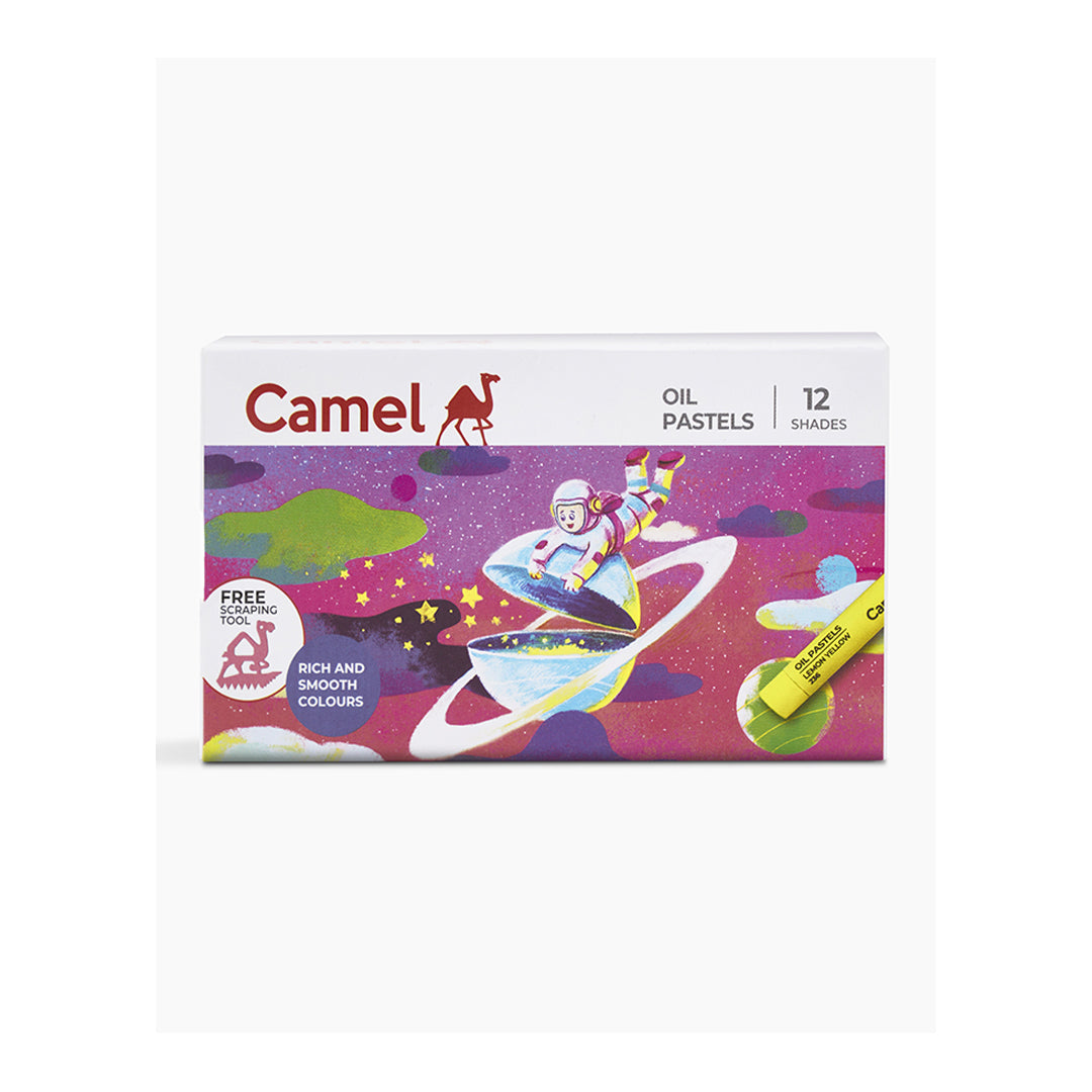Camel Oil Pastels Set of 12 & Set of 50 – Assorted Shades with Scraping Tool for Professional Drawing & Art Creations