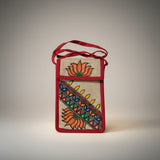 Handmade Madhubani Mobile Pouch – Jute Mithila Art Phone Bag | Eco-friendly Folk Art Accessory - Retail Maharaj