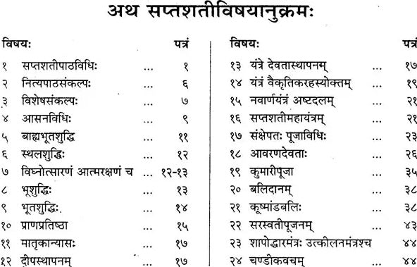 Durga Saptashati- With Navachandi, Shatachandi, Sahasrachandi, Pallavayojanavidhi, Kavachargala, Keelaka, Kunjikastotra and Other Subject