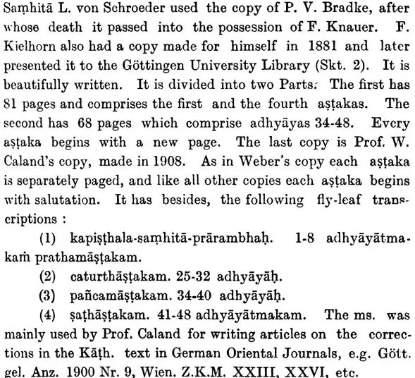 Kapisthala-Katha-Samhita (A Text of the Black Yajurveda)