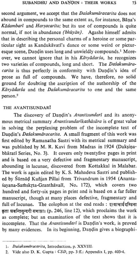 Subandhu and Dandin (An Old and Rare Book)