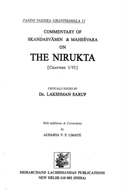 Commentary of Skandsvamin &amp; Mahesvara on The Nirukta (Set of 2 Volumes)