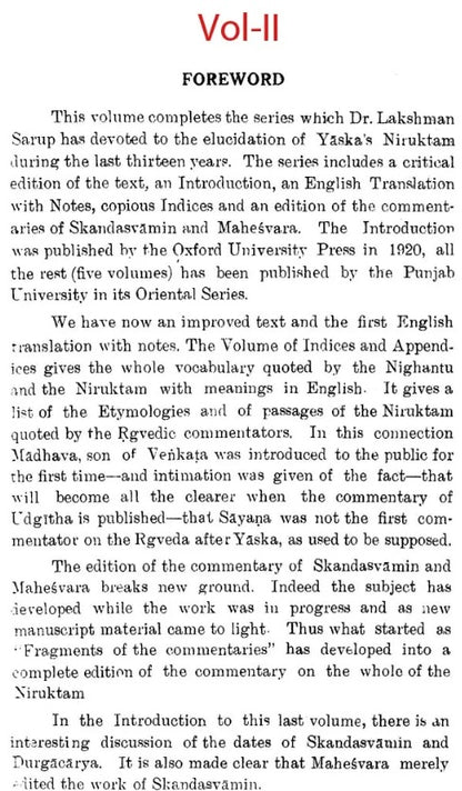 Commentary of Skandsvamin &amp; Mahesvara on The Nirukta (Set of 2 Volumes)