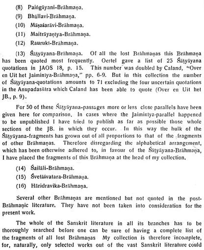 Collection of The Fragments of Lost Brahmanas (An Old and Rare Book)