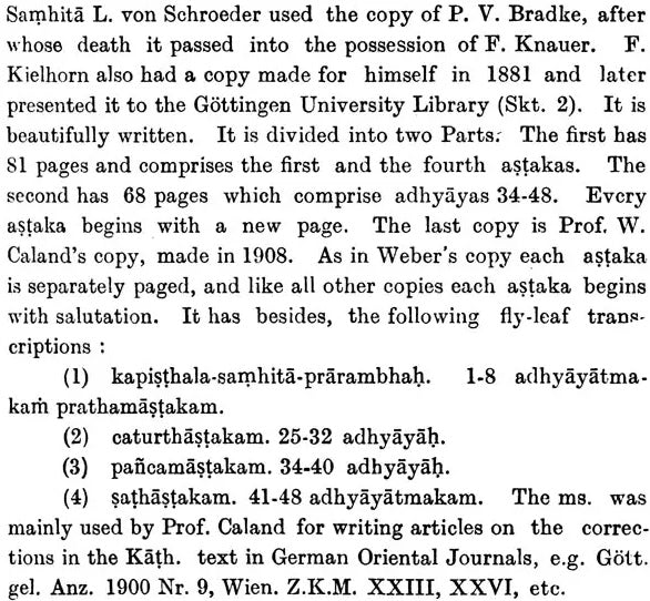 Kapisthala-Katha-Samhita (A Text of the Black Yajurveda)