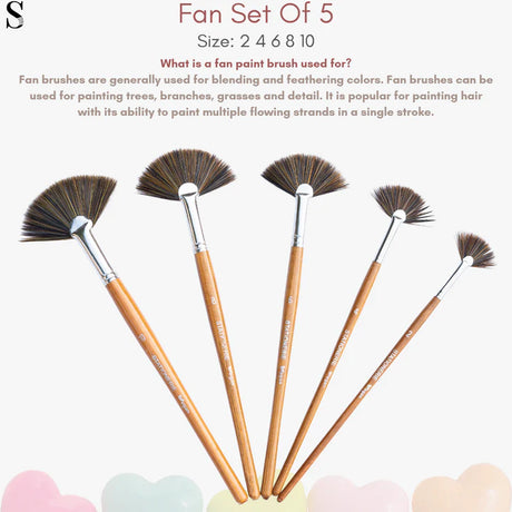 Retail Maharaj Fan Brush Set of 5 Velour Mix Media - Retail Maharaj