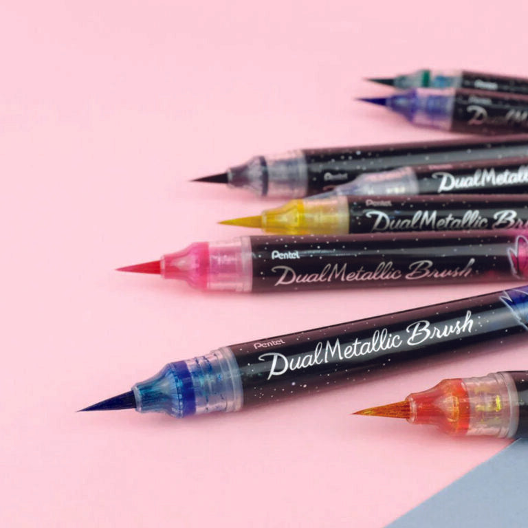 Pentel Dual Metallic Brush Pen Opaque Metallic Ink