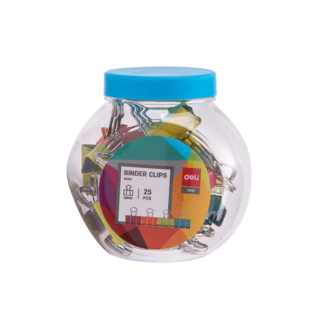 Deli Multicolor Binder Clips 15mm and 19mm Assorted Office Clips - Retail Maharaj