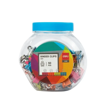 Deli Multicolor Binder Clips 15mm and 19mm Assorted Office Clips - Retail Maharaj