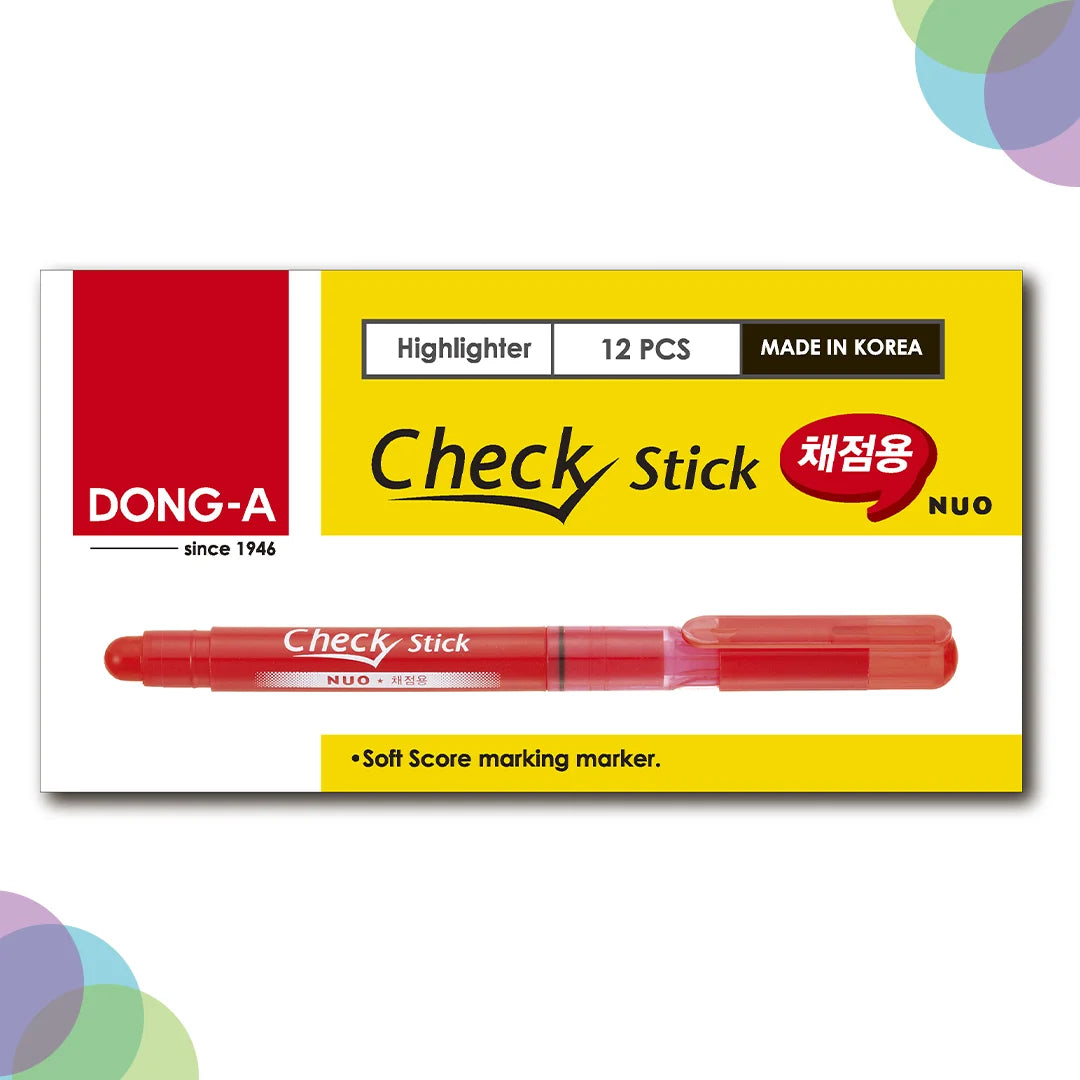 Dong-A Check Stick Red Marker for Clear Marking and Corrections - Retail Maharaj
