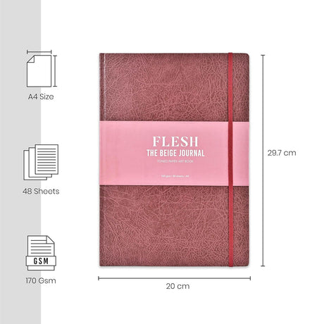 Scholar Flesh Toned Beige Paper Journal Sketchbook 160 GSM Hardcover - Retail Maharaj