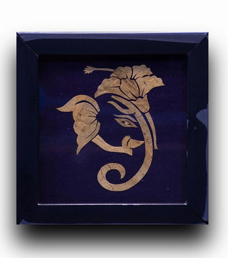 Minimalist Ganesha Wall Frame – Eco-Friendly Kachuripana Water Hyacinth Art for Entryways & Puja Spaces - Retail Maharaj