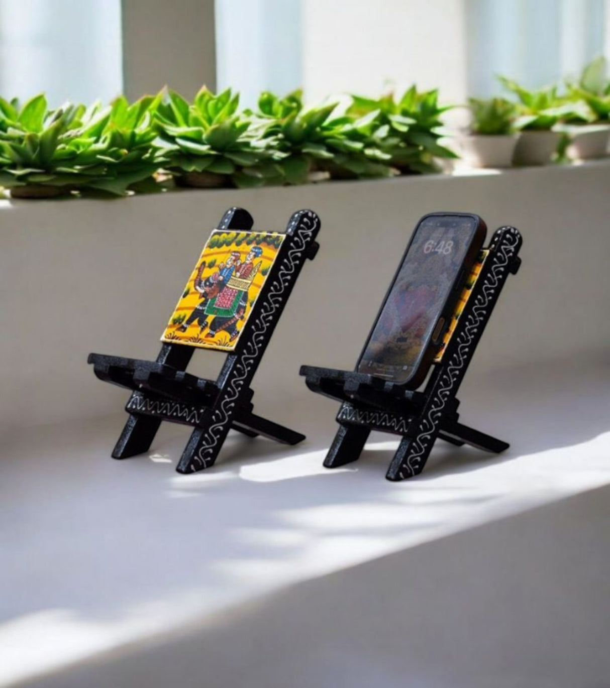 Royal Ride Wooden Mobile Stand – Hand-Painted Rajasthani Art - Retail Maharaj