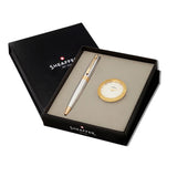 Sheaffer 300 Series Ballpoint Pen and Table Clock Gift Set Bright Chrome