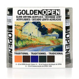 Golden Open Acrylic Traditional Color Set of 6 Slow Drying Professional Paints