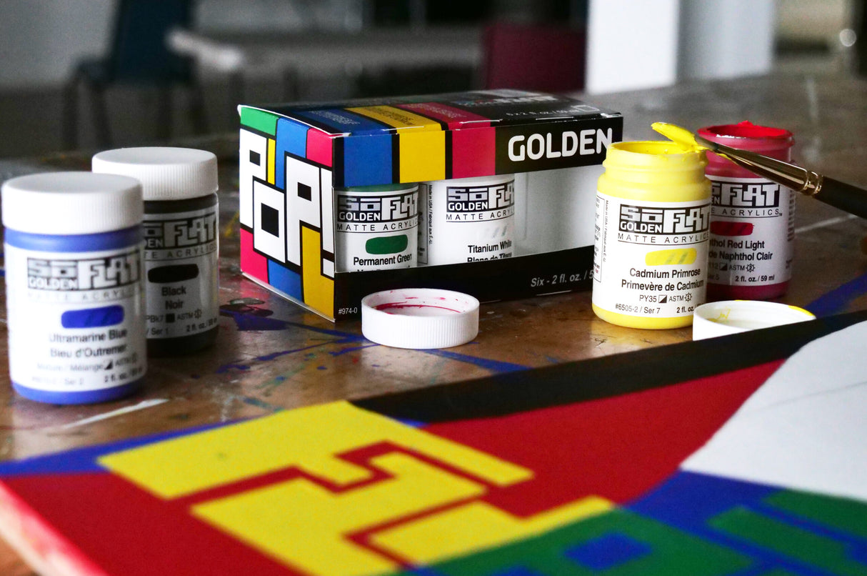 Golden SoFlat Matte Acrylic Paint Pop Set High Opacity Smooth Leveling Artist Matte Colours for Bold Professional Art