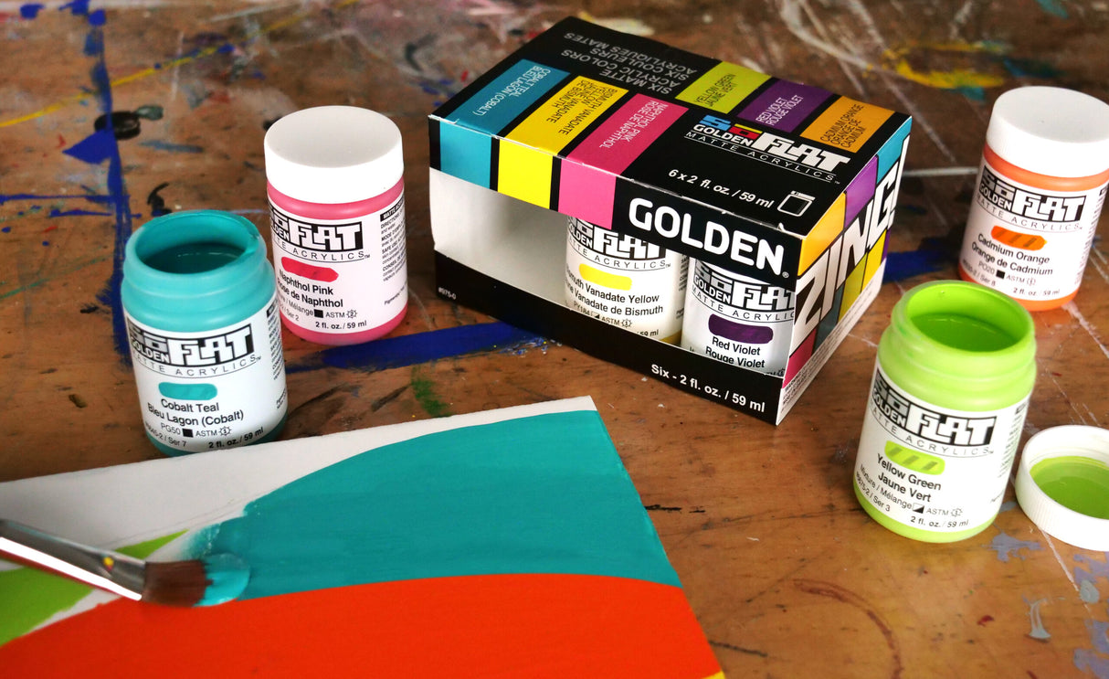 Golden SoFlat Matte Acrylic Paint Zing Set High Chroma Matte Colours with Smooth Leveling for Bold Professional Artwork