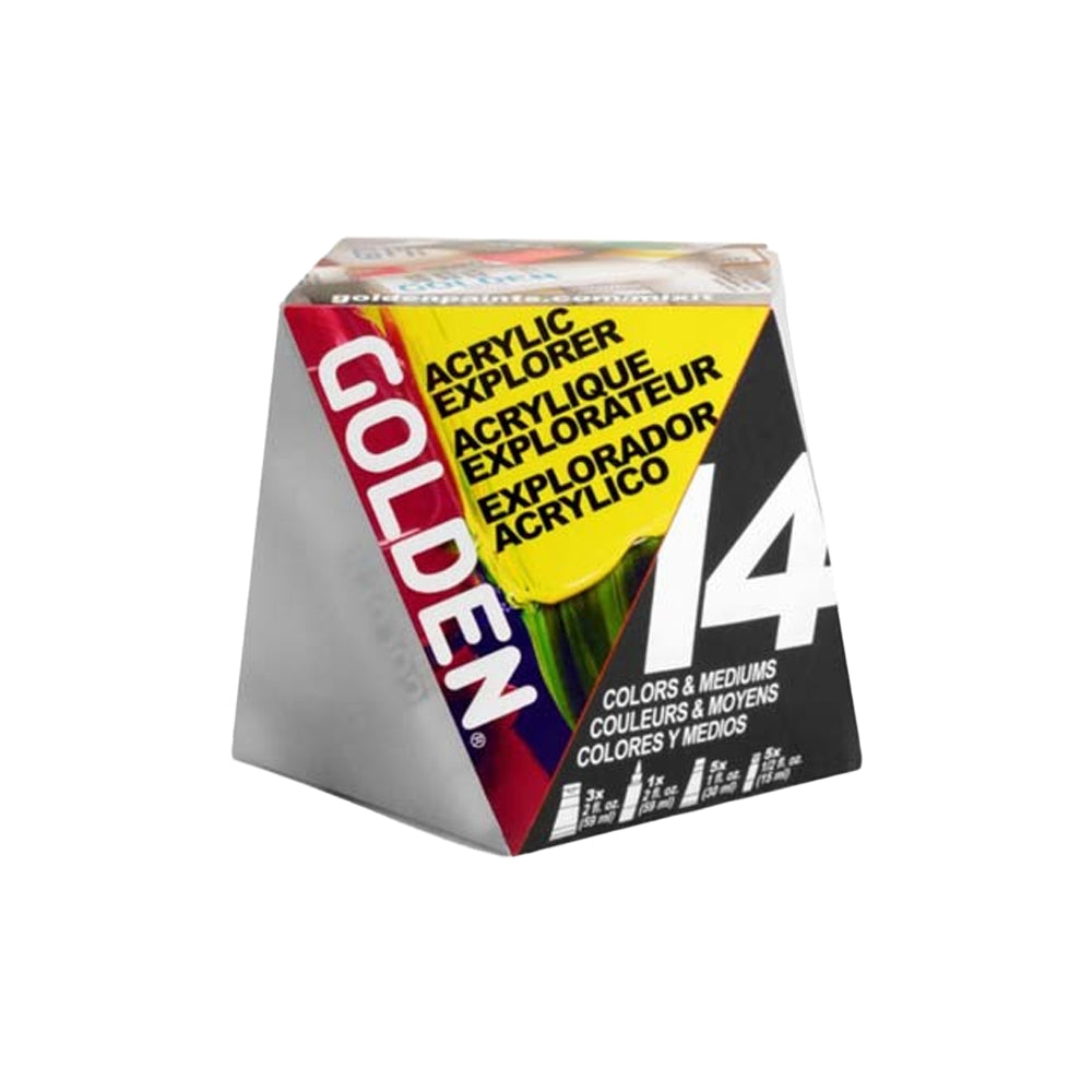 Golden Acrylic Explorer 14 Set with Heavy Body Fluid OPEN and High Flow Colors