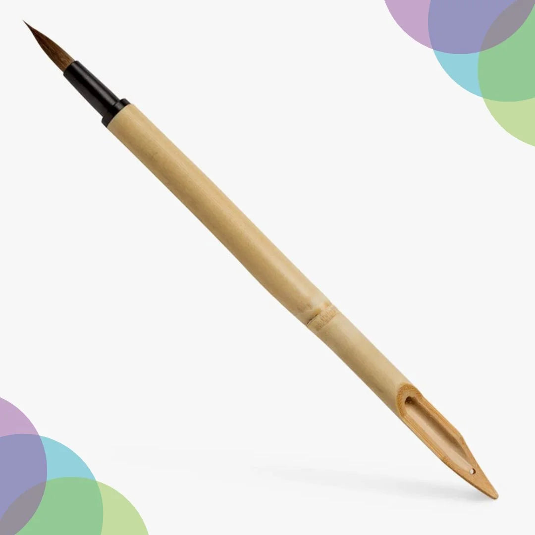 Keep Smiling Bamboo Pen with Brush for Calligraphy and Expressive Art - Retail Maharaj