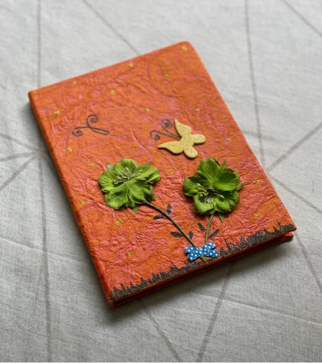 Terracotta Spark Notebook – Handcrafted Jute Artistry with Sunburst Motifs & Mirror Accents - Retail Maharaj
