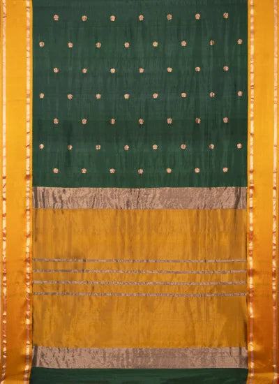 Handwoven Tangail Silk Saree – Hunter Green