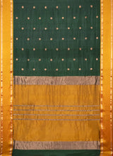 Handwoven Tangail Silk Saree – Hunter Green