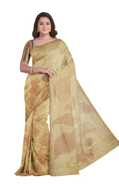 Handwoven Kora Silk-Linen Saree – Rust Colour - Retail Maharaj