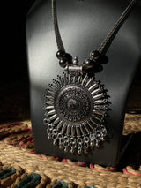 Tribal Sunburst Pendant Set – Oxidized German Silver Necklace & Earrings