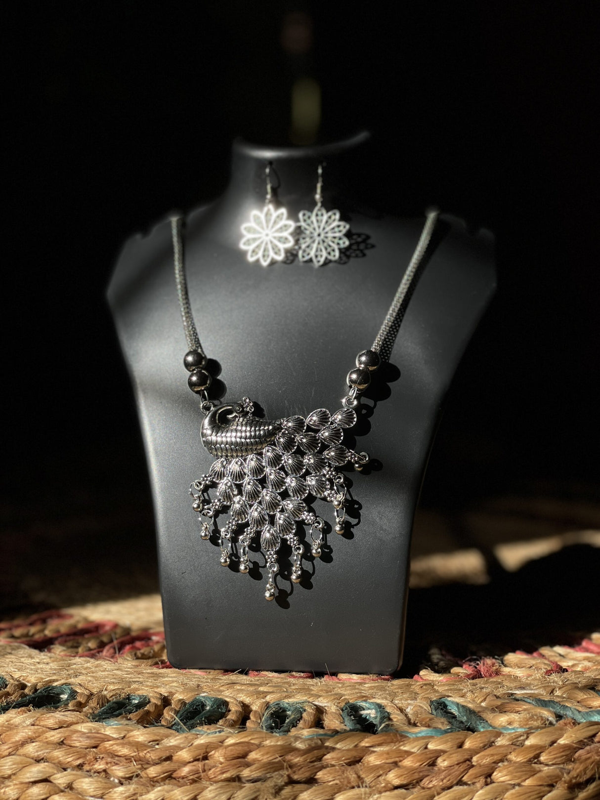 Dancing Peacock Pendant Set