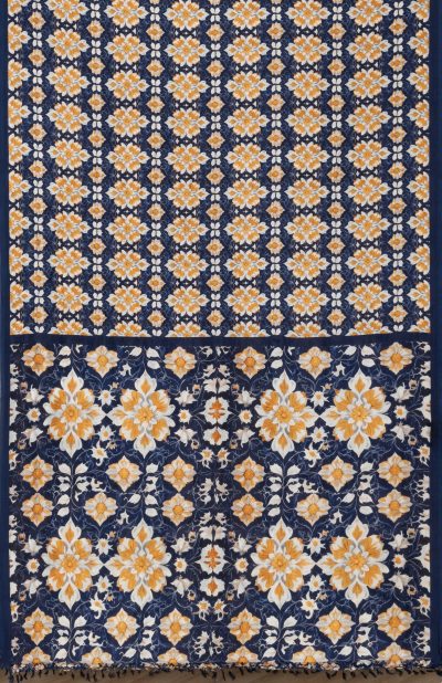 Printed Silk Saree – Navy - Retail Maharaj
