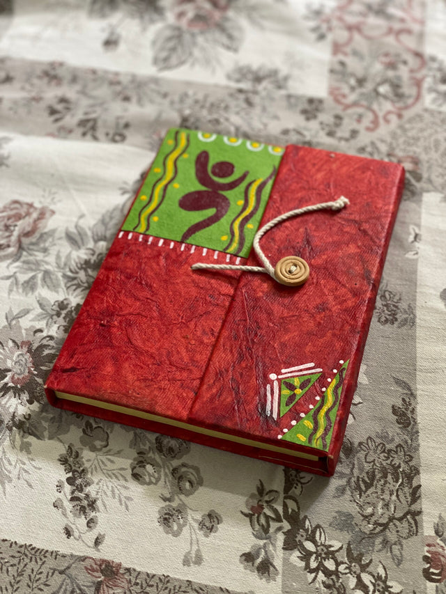 Lal Pata Eco Folder – Handmade by Innocent Hands | Hand-Painted White Floral Motifs on Eco-Friendly Paper - Retail Maharaj