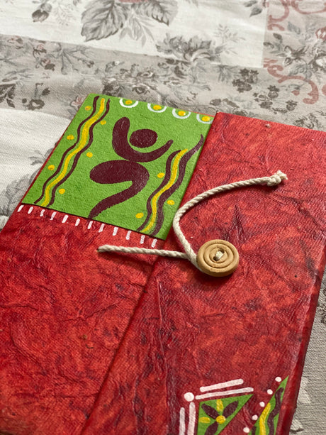 Lal Pata Eco Folder – Handmade by Innocent Hands | Hand-Painted White Floral Motifs on Eco-Friendly Paper - Retail Maharaj