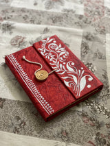 Lal Pata Eco Folder – Handmade by Innocent Hands | Hand-Painted White Floral Motifs on Eco-Friendly Paper - Retail Maharaj