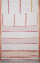 Hand Block Printed Cotton Saree – White and Red - Retail Maharaj